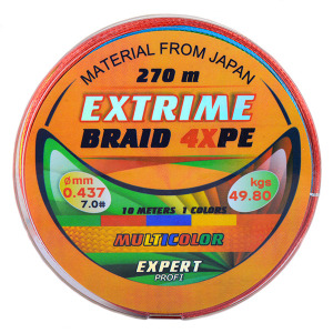 Плетеный шнур Extrime Braid 4X PE 270м Multicolor 0.43мм